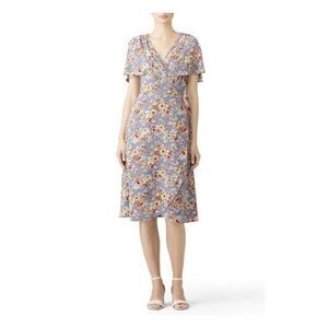 SLATE & WILLOW Blue Floral Midi Wrap Dress